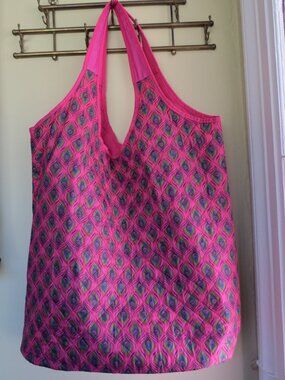 Quilted Peacock Pink XL TOTE 23"W x 36"L Shoulder Bag Storage